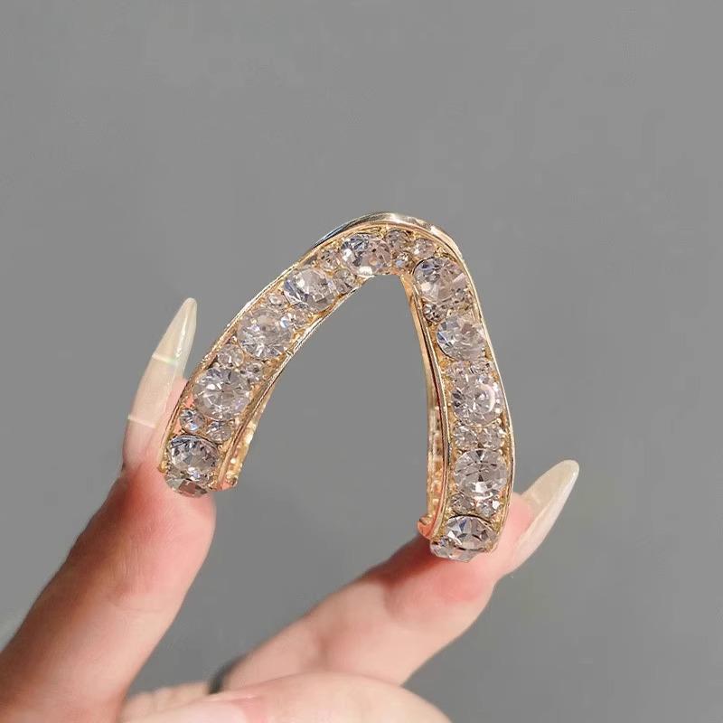 

Rhinestone V-Shaped High Ponytail Claw Clip for Bun and Headwear