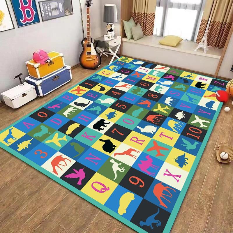 Cute Cartoon Educational Pattern Carpet Non Slip Soft Rug For Kids Room Playroom Living Room Bedroom Home Decor Children Use