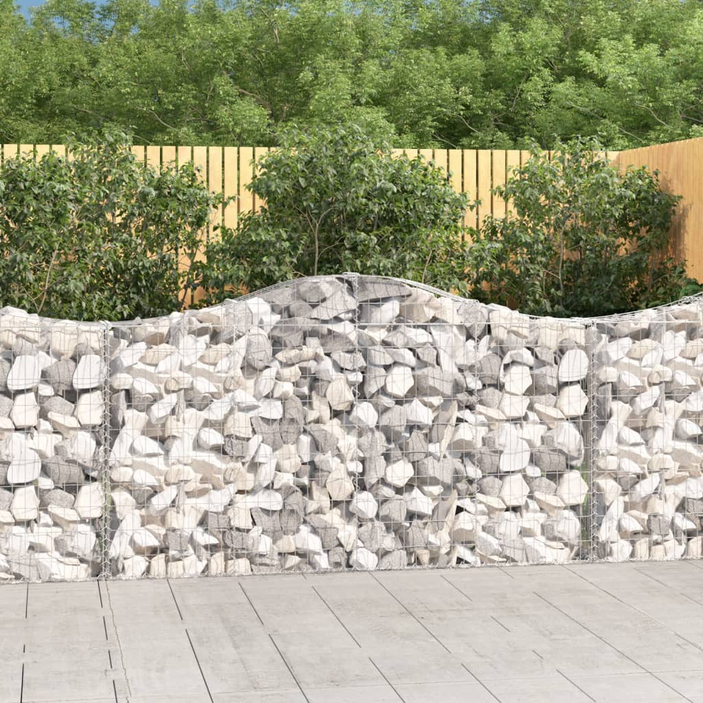 Gabion Baskets with High Arch 5 pcs 200 x 30 x 100 120 cm Galvanized Iron