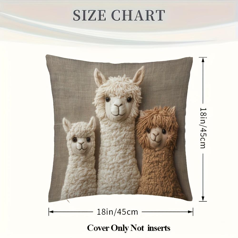 Alpaca Pillow Covers Machine Washable Polyester with Zipper Closure, Vintage Home Decor Suitable for Living Room