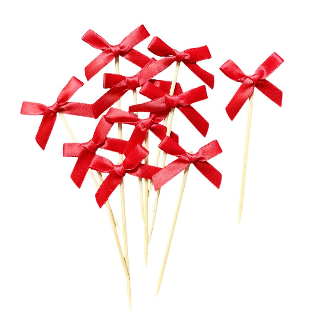 10pcs Creative Bowknot Cupcake Toppers For Birthday And Bridal Shower Romance Themed Party Cake Decorations