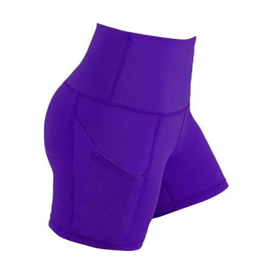 Yoga Shorts High Elasticity Solid Color Plus Size Slim Fit Pockets Fitness Shockproof High Waist Summer Sport Shorts Female Clothes