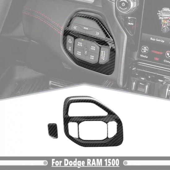 For Dodge Ram 1500 -2026 Carbon Fiber Interior 4WD Adjust Switch Cover Trim