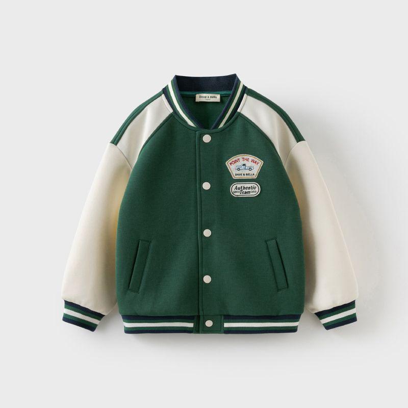 David Bella Boys  Baseball Jacket Children s Knit Coat 2026 New Spring Jacket for Older Boys Children s Clothing Gray Green [Ready in Stock] 150