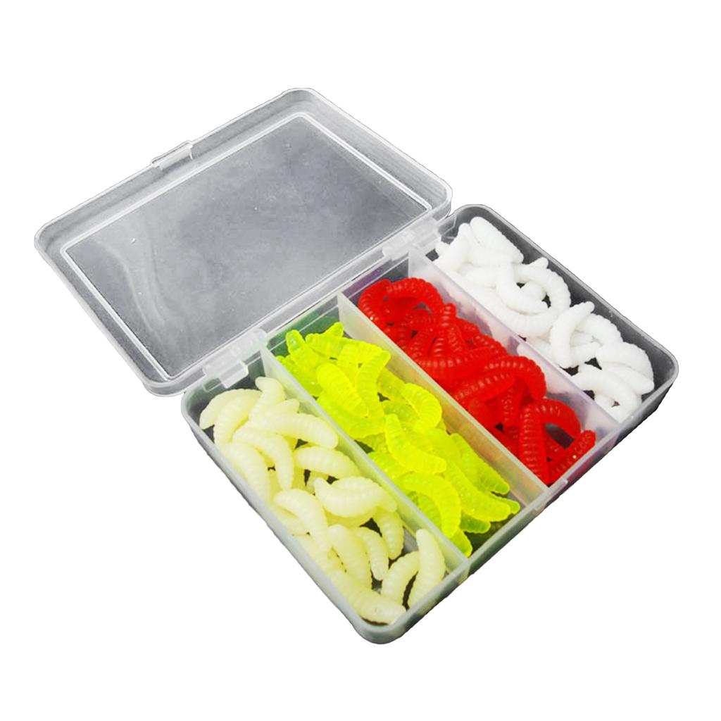 100Pcs 2.1cm Soft Lure Trout Worm Bait Fishing Worm Artificial Silicone Worm Fishing Lure Tackle for Bass Trout Fishing
