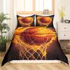 Basketball Duvet Cover Black Gold Bedding Set Black and Golden Basketball Court Design Comforter Cover Sports Games Quilt Cover