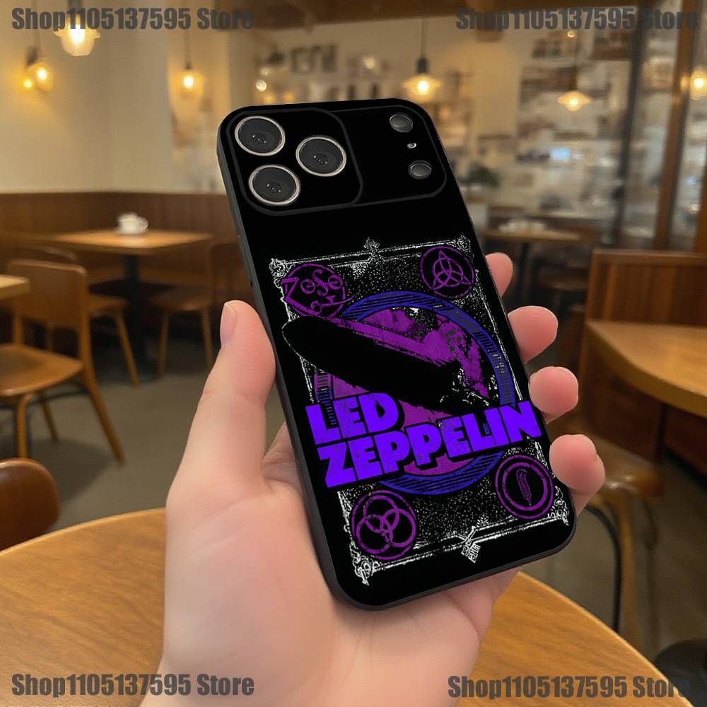 Heißes L-Led Z-Zeppelins Band Handyhülle Für iPhone 17,16,15,14,13,12,11,Pro,XS,Max,XR,Plus,E,SE4,Mini Schwarze Weiche Hülle
