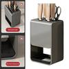 Wall-Mounted Countertop Knife Holder with Drip Tray Space-Saving Carbon Steel Plastic Rack for Kitchen Knives No-Drill Installation Anti-Slip