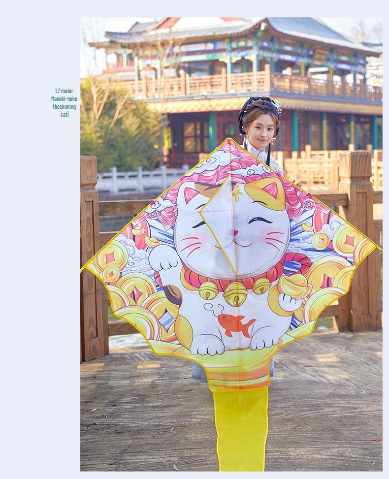 2026 Adults Only Gentle Breeze 1.6m Lucky Cat Kite - Easy to Fly Outdoor Fun for All Ages