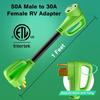 50 Amp To 30 Amp RV Adapter Cord, NEMA 14-50P Male To NEMA TT-30R Female 50M/30F