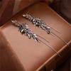 Elegant Crystals Encrusted Alloy Wheat Drop Earrings with Tassels Designs for Women