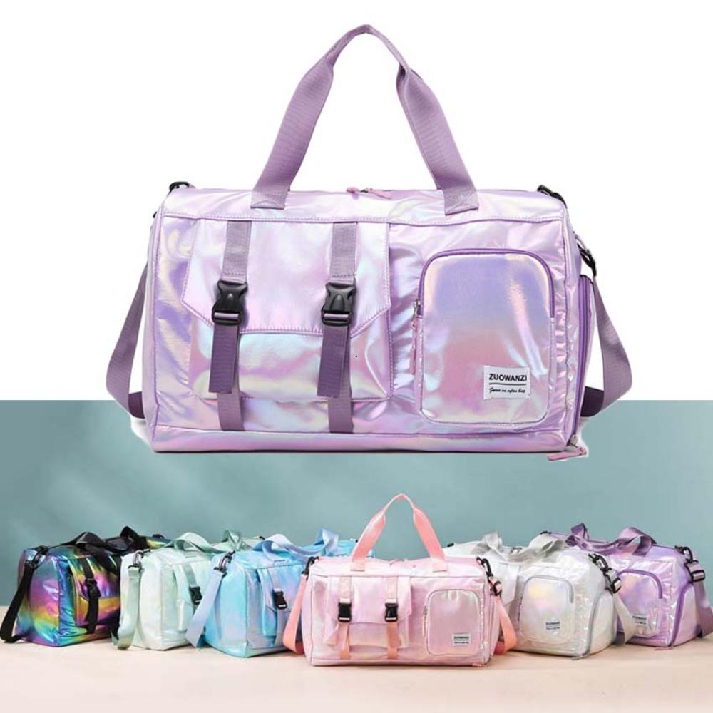Schoolbag Women's Black Holographic Glamour Duffel Bag - Spacious,Stylish Shoulder Tote With Shoe Compartment For Effortless Weekend Escapes Travel Bags