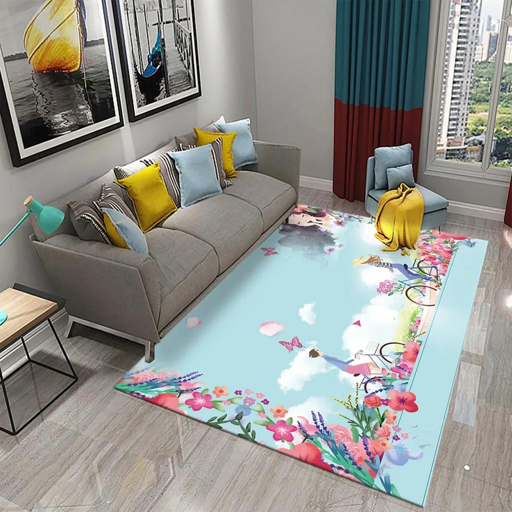 3D Roztomilý Kreslený Dívčí Koberec do Kuchyně Koupelny Vchod Protiskluzové Předložky Ložnice Obývací Pokoj Balkon Dekorace Koberce Koberce