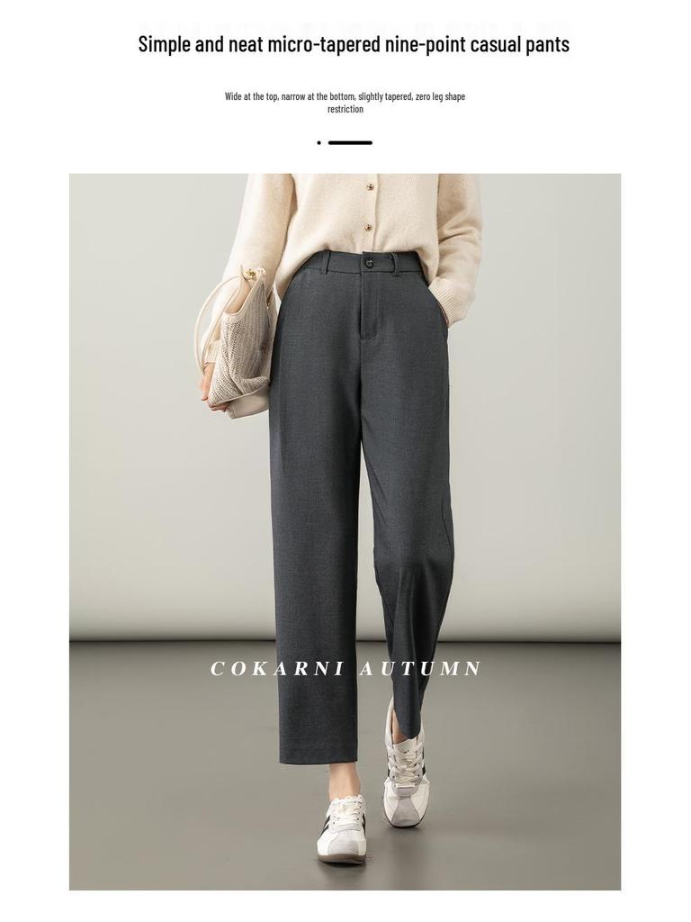 Lyocell Wool Women's High-Waist Slimming Black Harem Pants - Autumn 2025 Collection