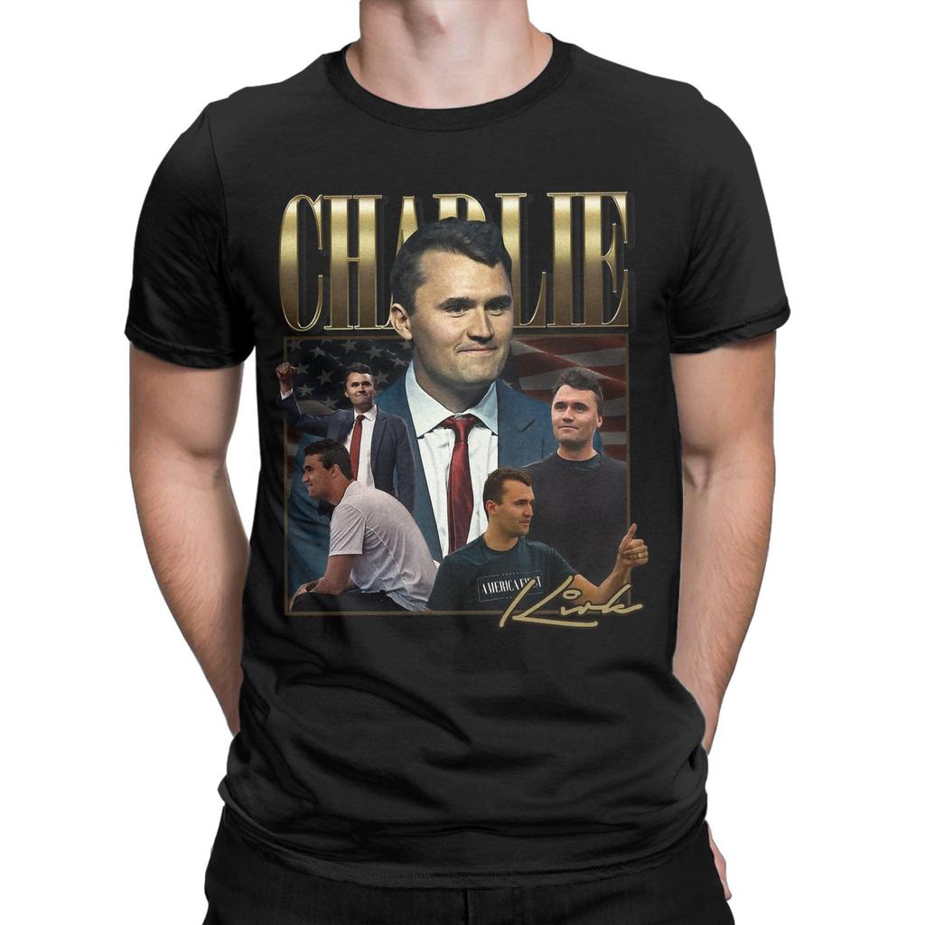 Men's Charlie Kirk T Shirts 100% Cotton Tops Fashion Short Sleeve Crewneck Tee Shirt Gift Idea T-Shirt