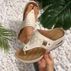 Super Hit Sandals for Women Women'S Wedge Toe-Thong Sandals Breathable Perforated Buckle Design Comfort Summer Footwear
