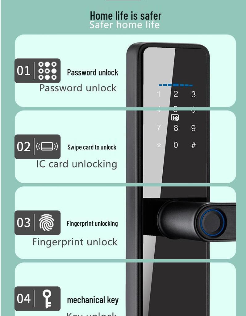 Smart Bluetooth Fingerprint Door Lock with WiFi and Password for Apartments and Homestays