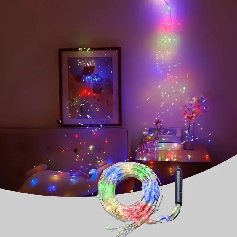 Solar Waterfall Branch Lights Warm White LED Copper Wire Lights Waterproof Solar Powered Vine Lights for Outdoor Garden Patio