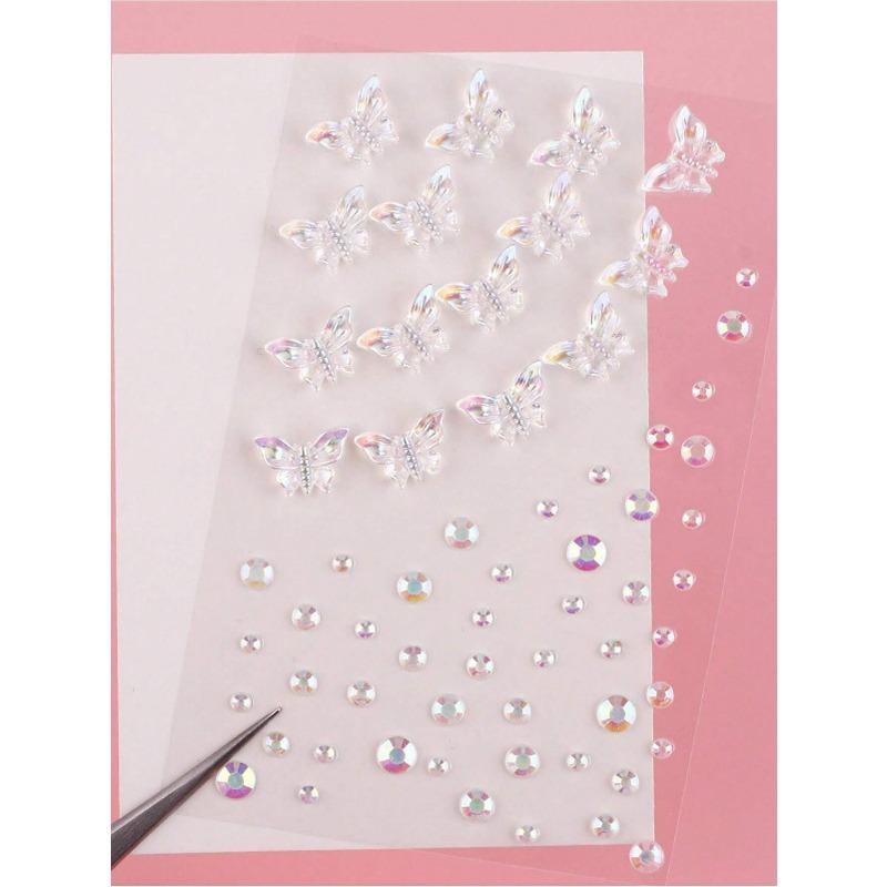 1pc Rhinestone Decorated 3D Butterfly And Flat Design Facial Sticker, Great For Parties And Gatherings
