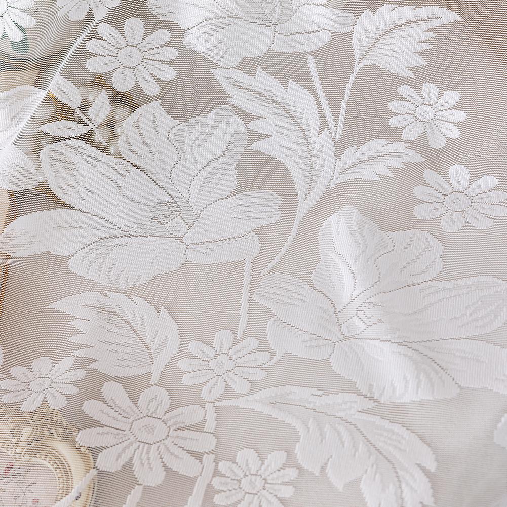 1PC Nuan Series White Floral Lace Window Valance Vintage Embroidered Sheer Curtain for Living Room Bedroom Home Decor