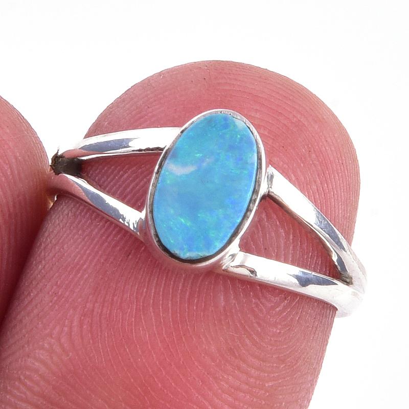 

Кольцо из стерлингового серебра 925 пробы с натуральным австралийским опалом S.6 v1F37