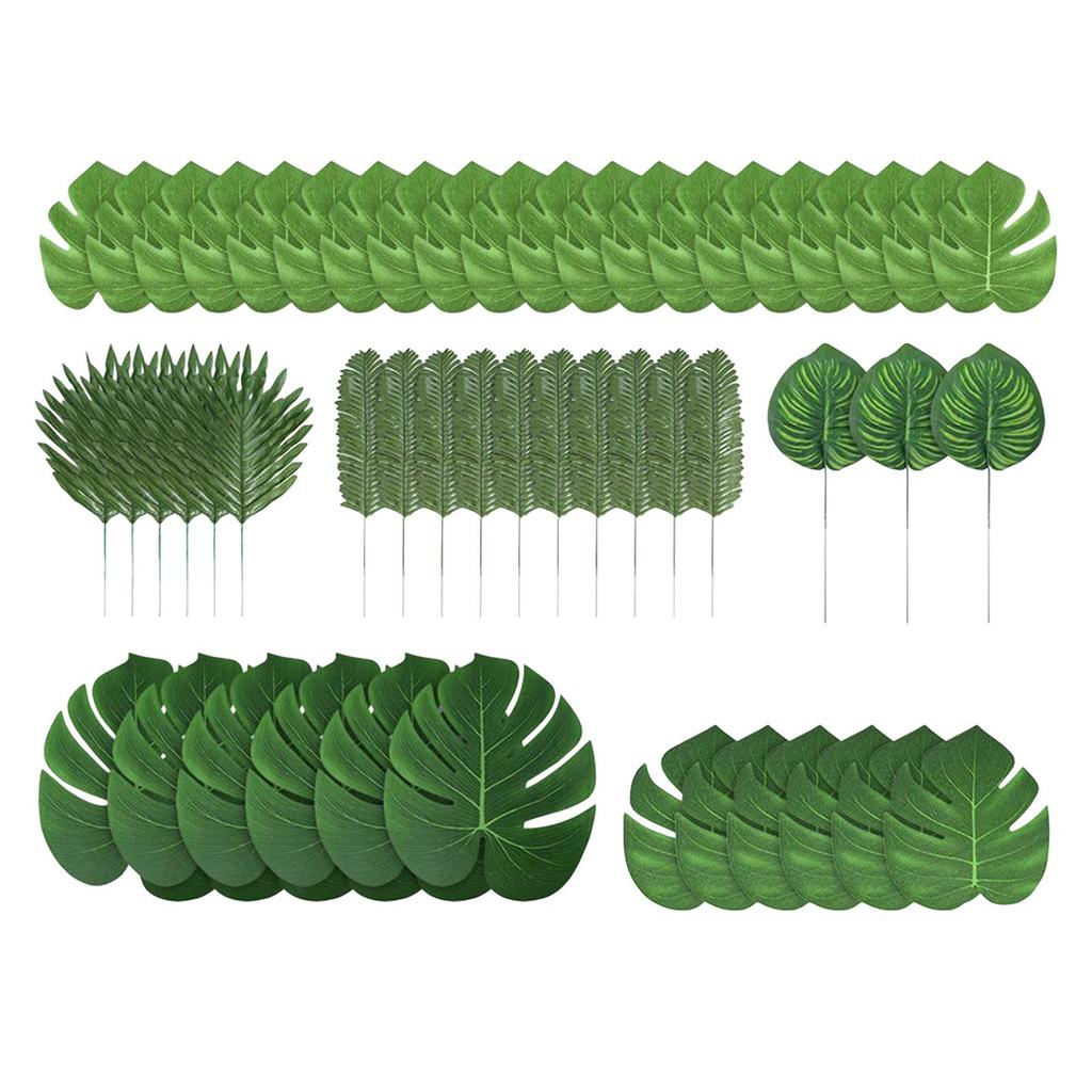 90Pcs Monstera Leaves 6 Kinds Artificial Vivid Tropical Leaves for Weddings Photo Shoots Events Banquet Jungle Beach Theme