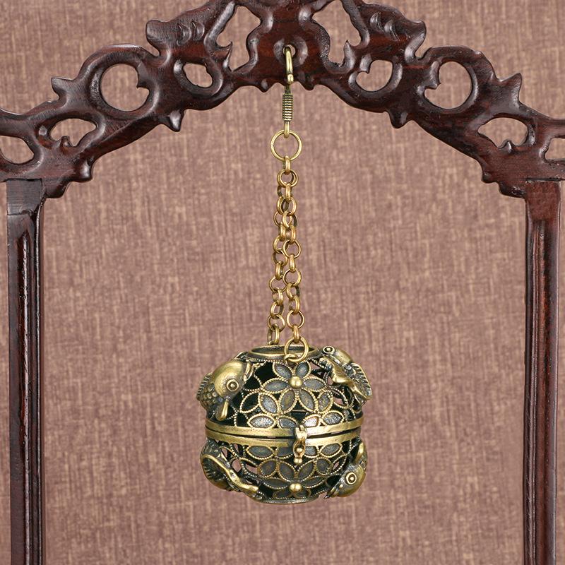

2024 Retro Bronze Hollow Incense Ball Burner for Home & Car Pendant