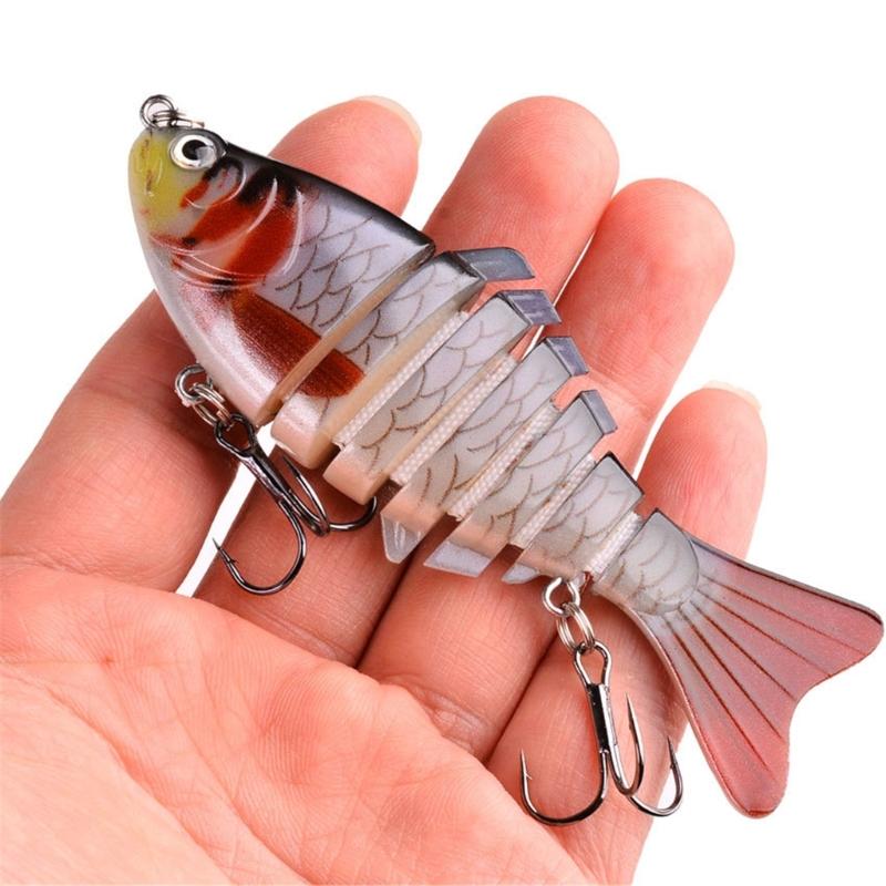 5pcs Artificial Hard Baits Swimming Lure with Treble Hook Multi Jointed Swimbait Saltwater Swimbait Fishing Tackle
