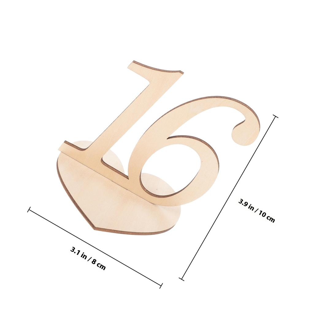 10Pcs Heart Base Wooden Table Numbers for Wedding Party Reception Catering Table Decorations Standing Number Signs