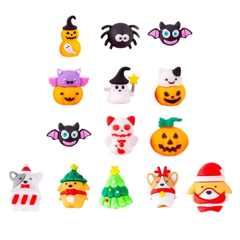 10Pcs Christmas Halloween Pencils Tip Caps Silicone Pencil Protectors for Children Students Adult and Professional