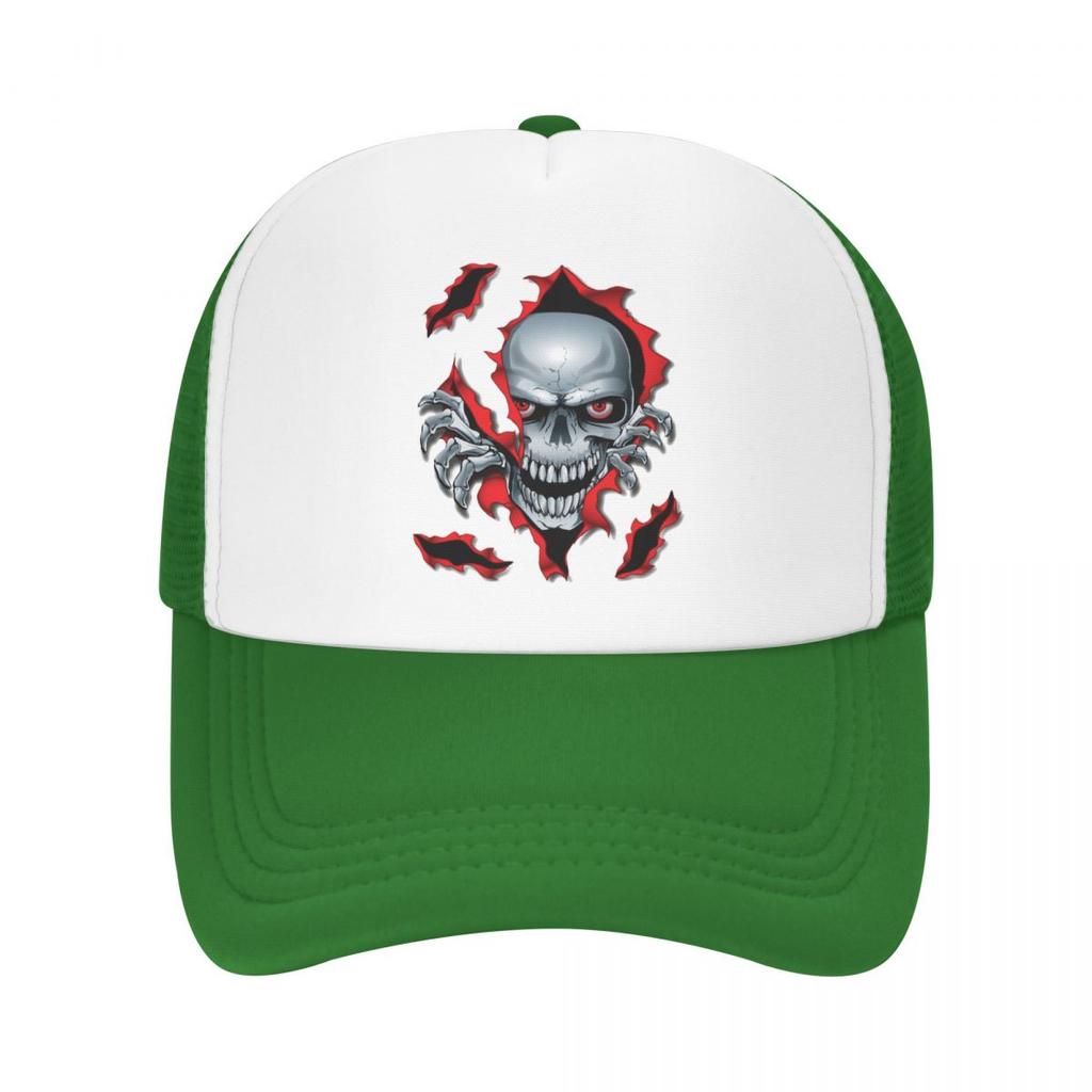 Fashion Unisex Rip Skull Trucker Hat Adult Gothic Skeleton Adjustable Baseball Cap for Unisex WoUnisex Sun Protection Snapback Caps