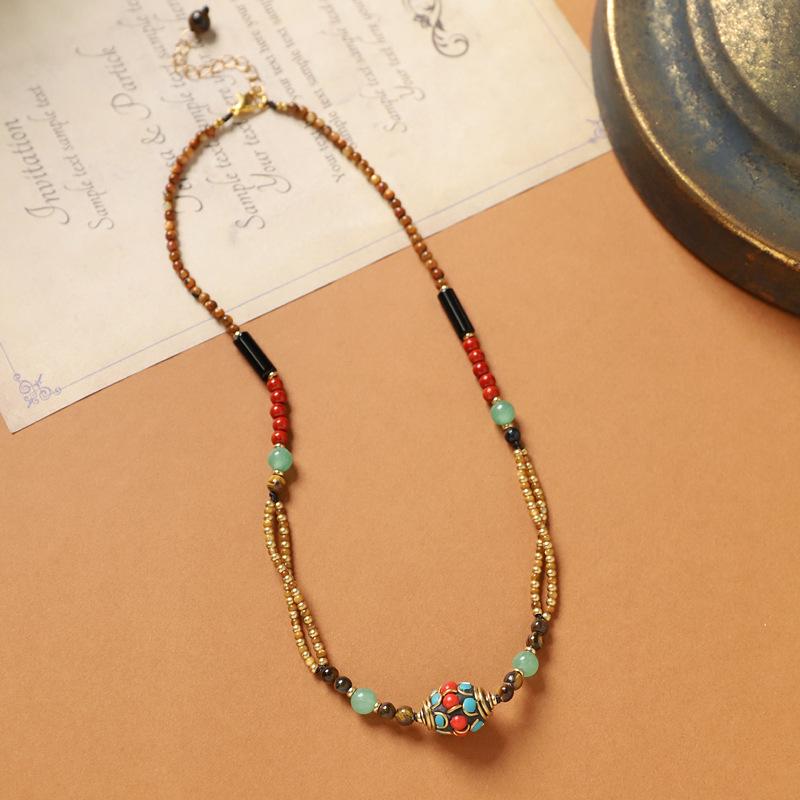Retro style collarbone chain Exotic Nepalese short necklace Niche Tibetan accessories women