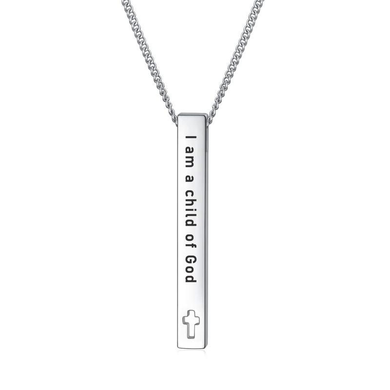 Stainless Steel and Titanium Long Strip Bible Lady Necklace