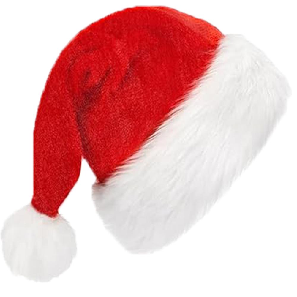 

Red Fluffy Christmas Santa Hat Adult Kid Santa Hat Ornaments Xmas Home Birthday Party Near Year Festive Baby Shower Holiday Gift 32x45cm