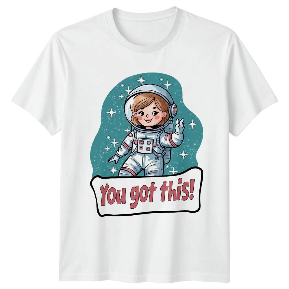 Retro Astronaut Girl You Got This Graphic Print TShirt S