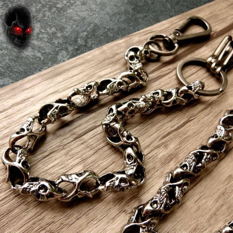 Biker-Decor Skull Wallet Chain with Hook Snap Closure Punk Skull Trouser Chain Hip-hop Cool Style Pant Chain Ornament
