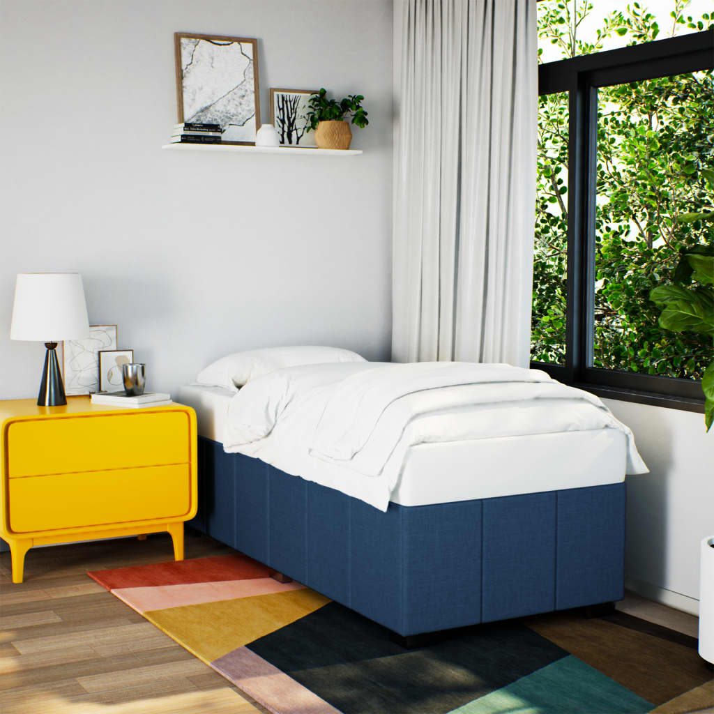 Bed Frame without Mattress Blue 90x200 cm Fabric