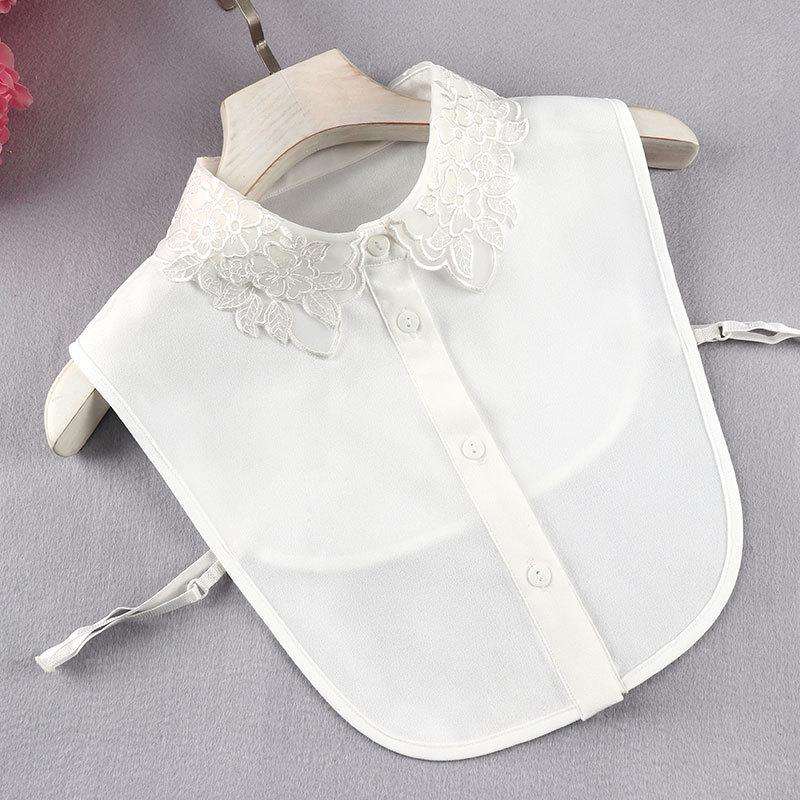 Korean Style Embroidered Chiffon False Collar for Women