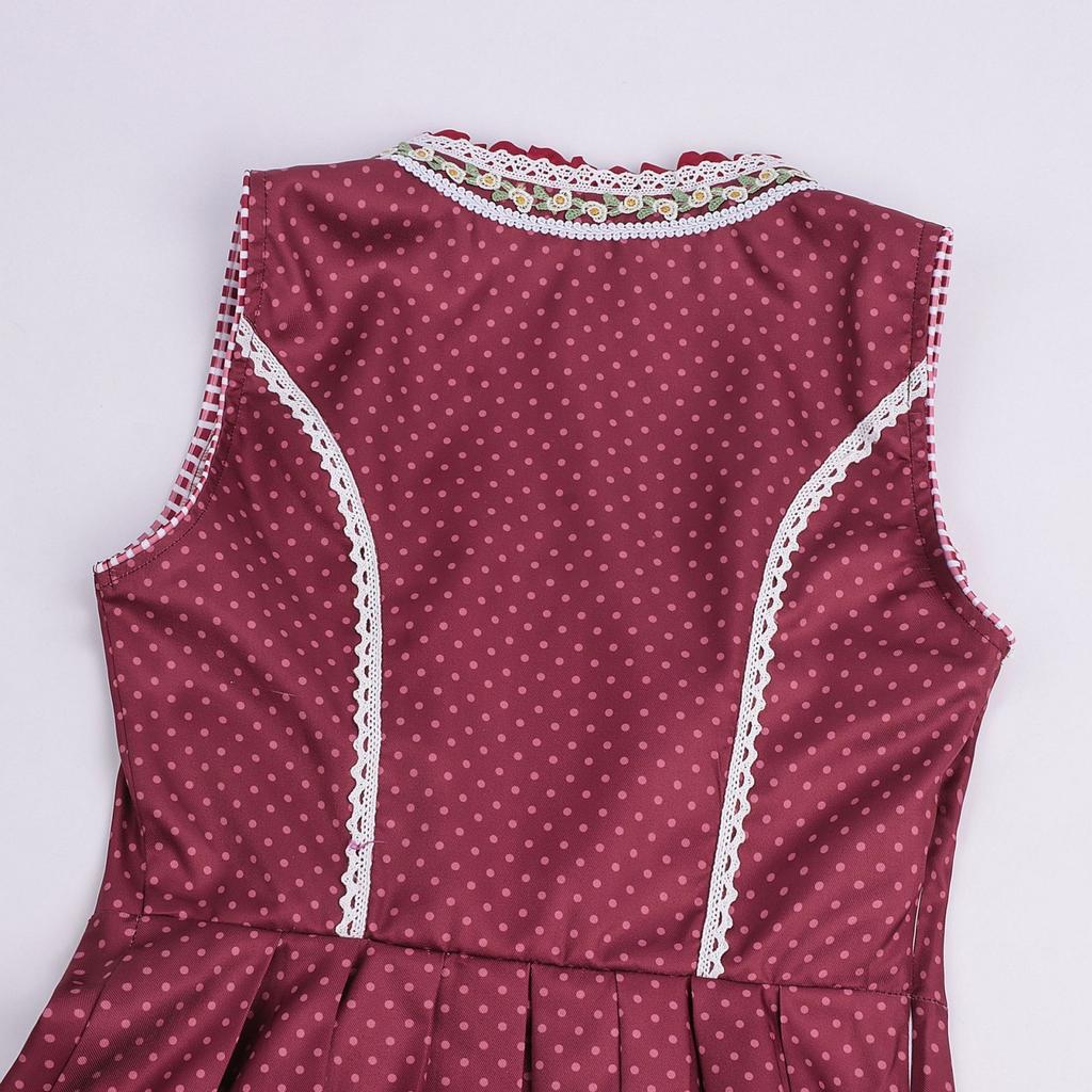 Traditional Bavarian Dirndl Dress for Women Oktoberfest Costume with Lace-Up Bodice and Apron Classic Vintage Style
