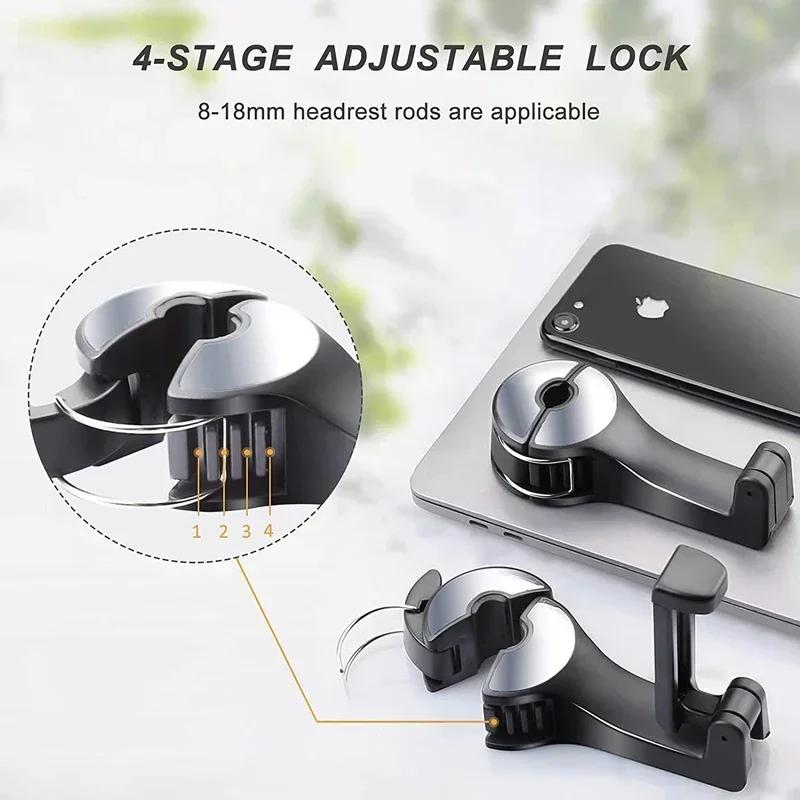 Car Seat Headrest Hook Mobile Phone Holder Multi-functional Rotatable Storage Handbag Holder Portable Car Mobile Phone Holder