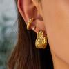 Design Sense Classic Style 18K Gold, Love Winding Three-layer C-ring Earrings and Ear Jewelry