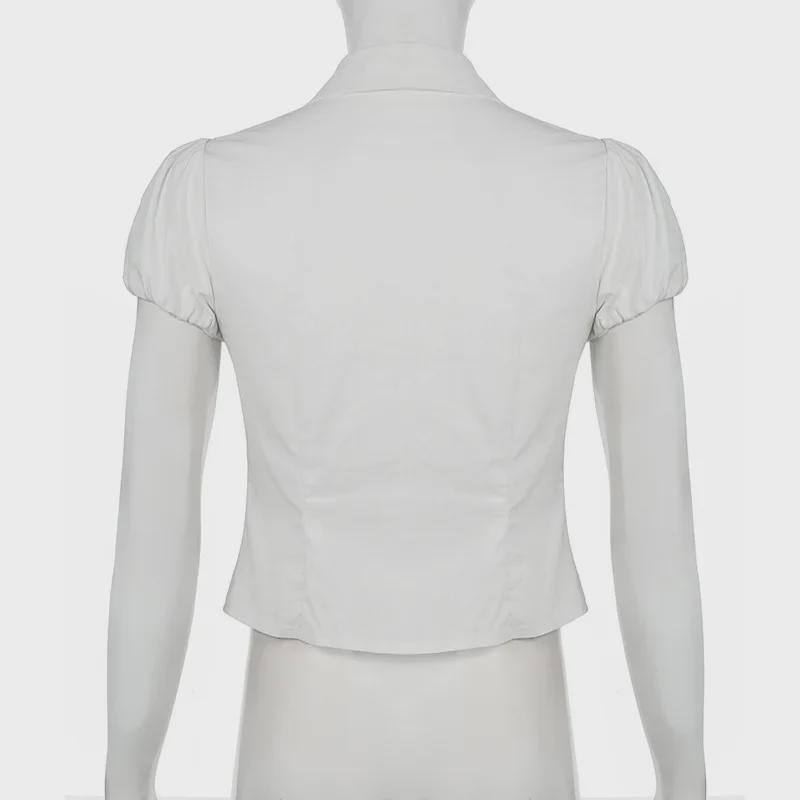 Bella's Chic Pleated Button-Down Short-Sleeve Lapel Top