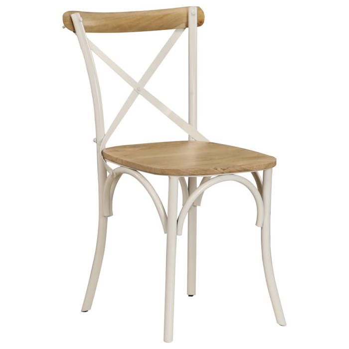 VidaXL 2x Bois Manguier Solide Chaise à Dossier Croisé Blanc Chaise de Cuisine 247315