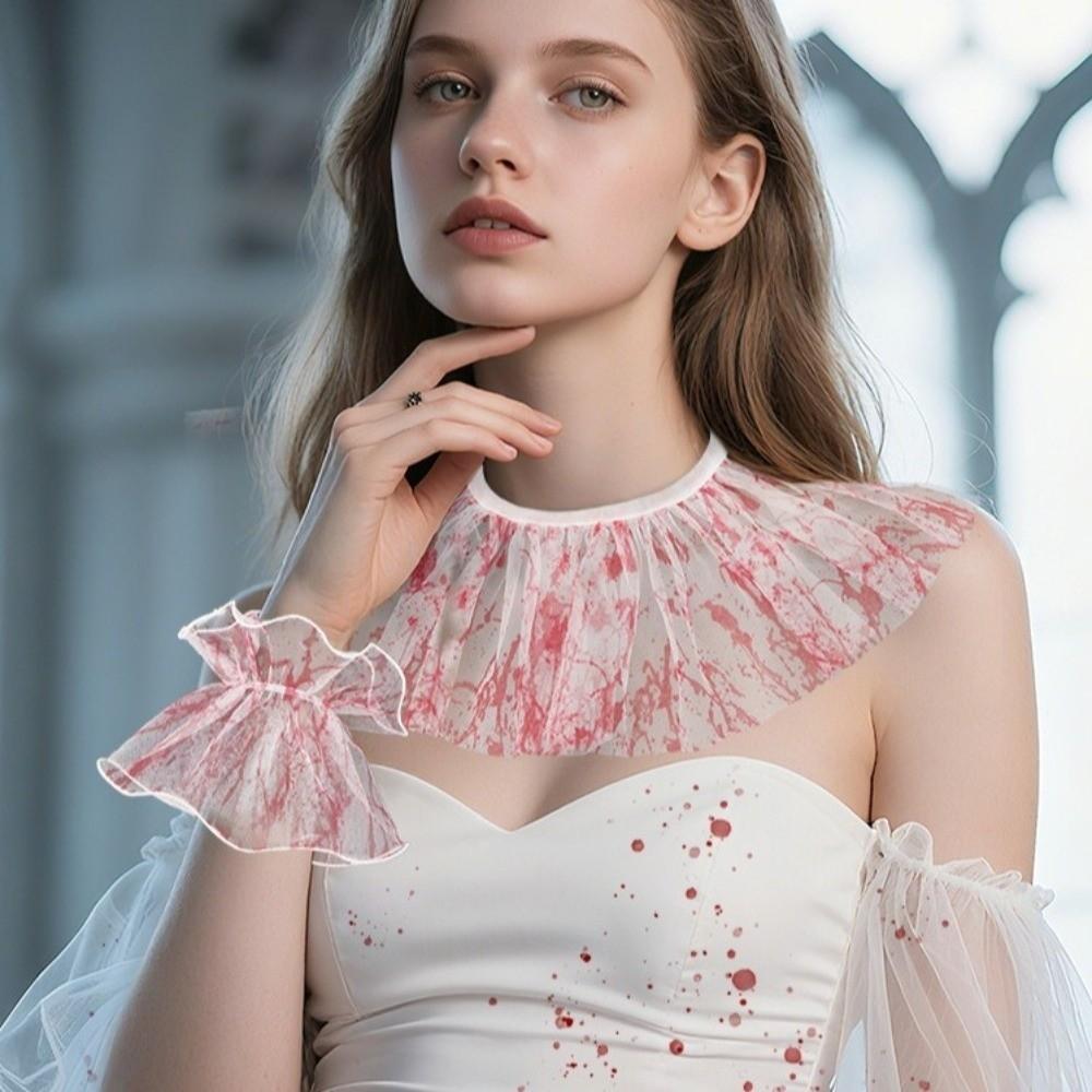 Elastic Lace Blood Colored Dress Up Set Crimson Makeup Ball Accessories