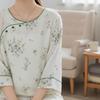 Baumwoll-Bambus-Pyjama mit neun Ärmeln für Damen - Kühl, lockere Passform für Frühling/Sommer, für drinnen und draußen