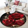 Red Roses Round Area Rug,Carpet Rug for Living Room Bedroom Sofa Playroom Decor,Non-slip Floor Mat