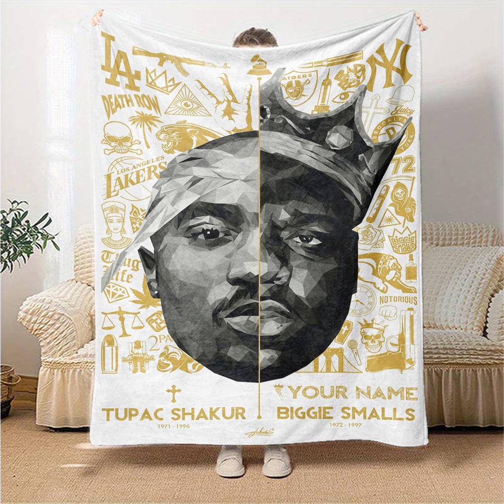 2pac Customize Your Name Blanket Lightweight Customizable Blanket Comfortable Perfect for Nap Seaside Office Living Room Four Seasons Multipurpose