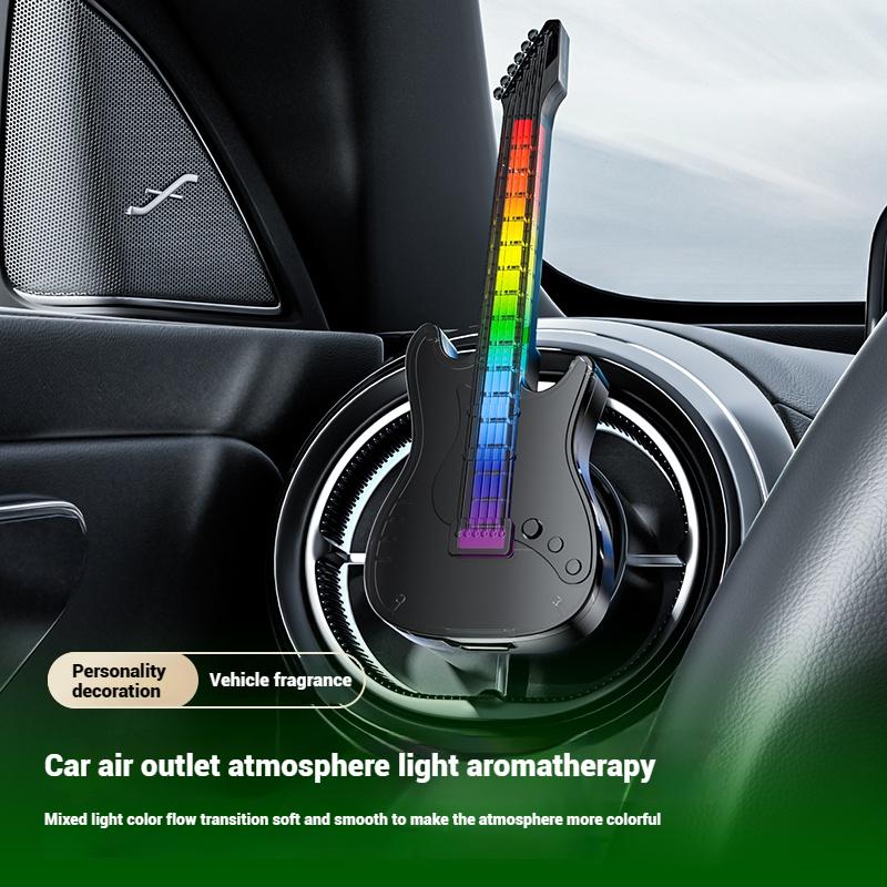 Mini Guitar Shape Aromatherapy Diffuser Rotating Long-lasting Fragrance Air Freshener Vent Light-controlled sound-picking lamp