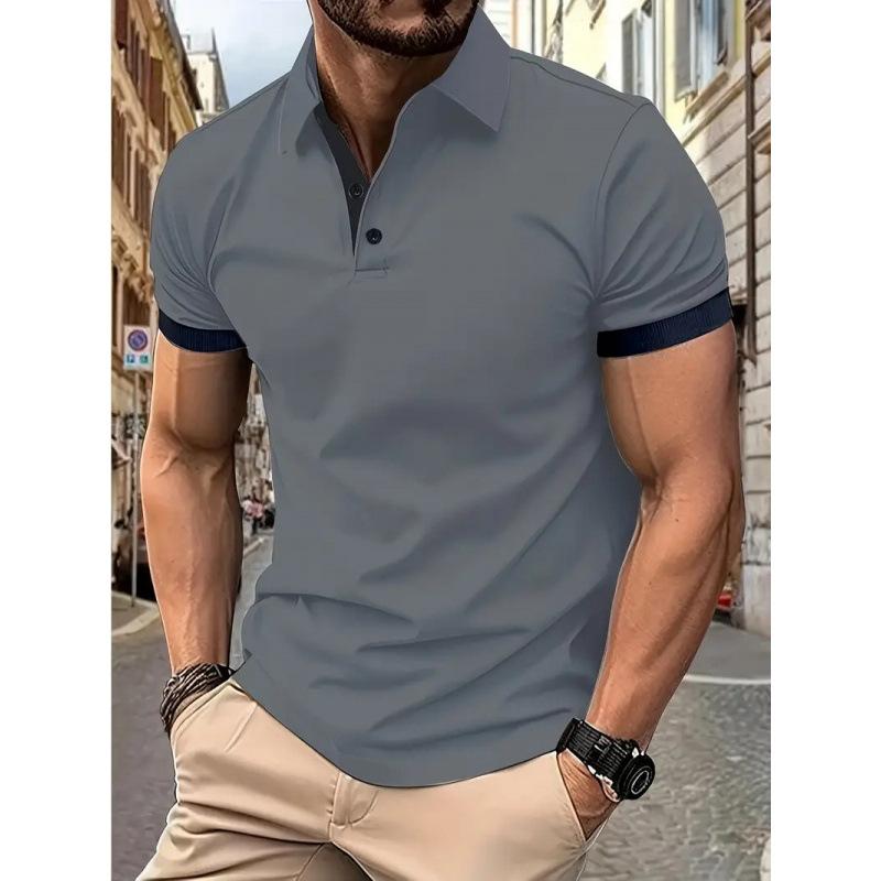Polo Uomo Slim Fit Stagione Primavera Estate con Bordi a Contrasto Manica Corta Casual Top da Golf
