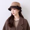 Temperament simple bucket hat autumn and winter bow decorative basin hat gentle intellectual versatile hat women's